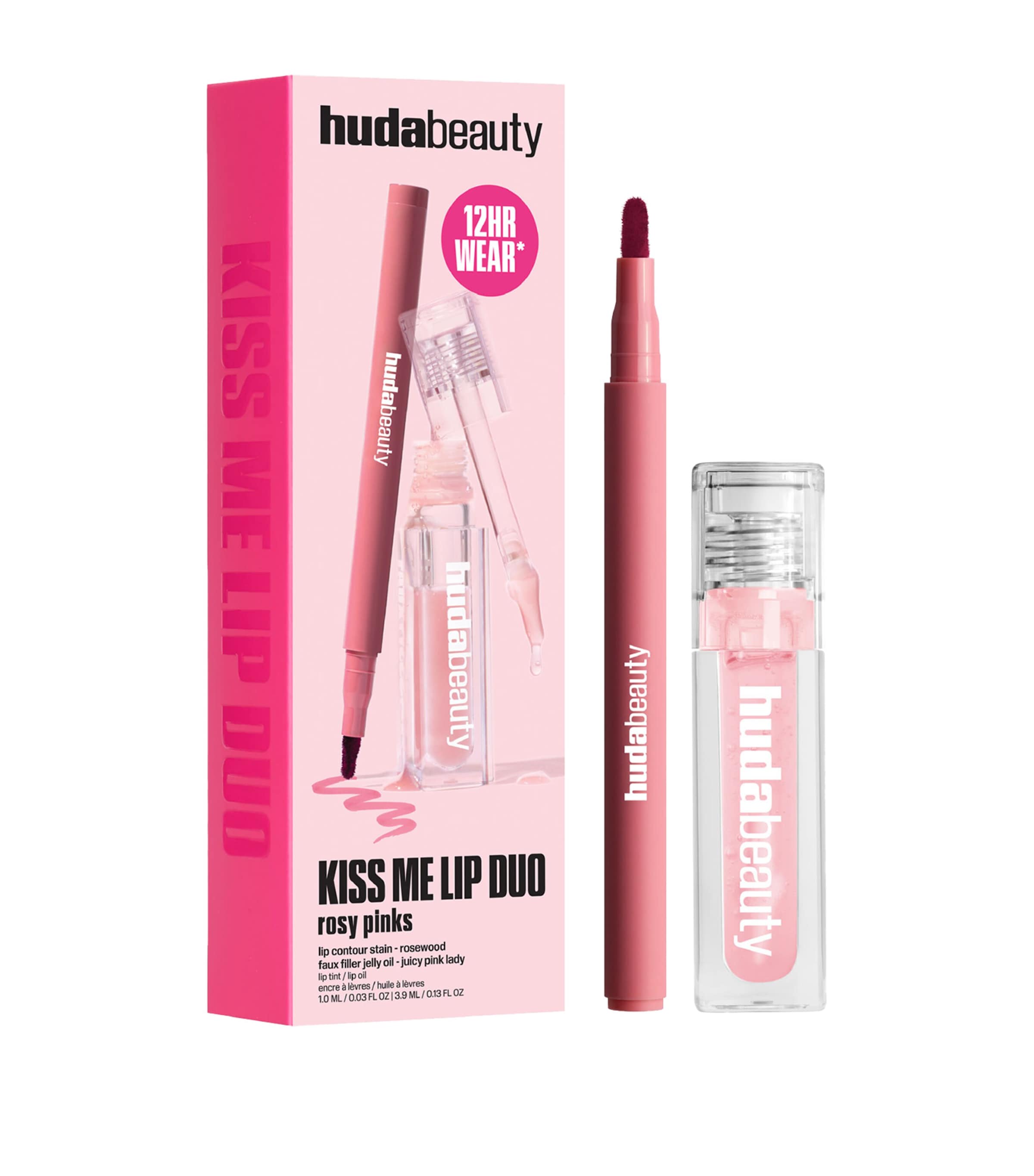 Huda Beauty Kiss Me Rosy Lip Duo, UK version