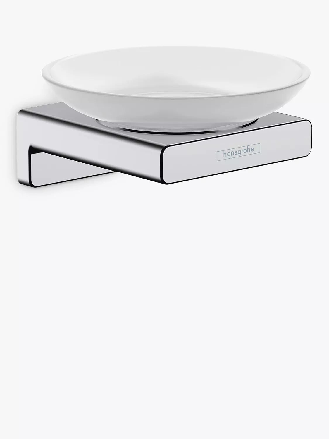 Hansgrohe wall-mounted glass soap dish with metal support, UK version