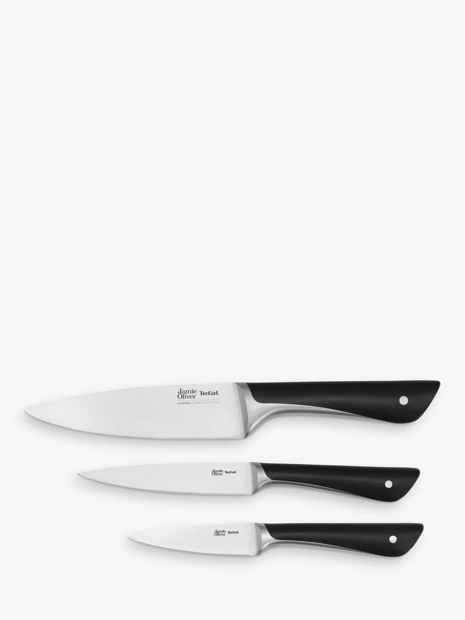 Tefal German stainless steel knife set with chef's, utility, and paring knives, 3 piece, UK version