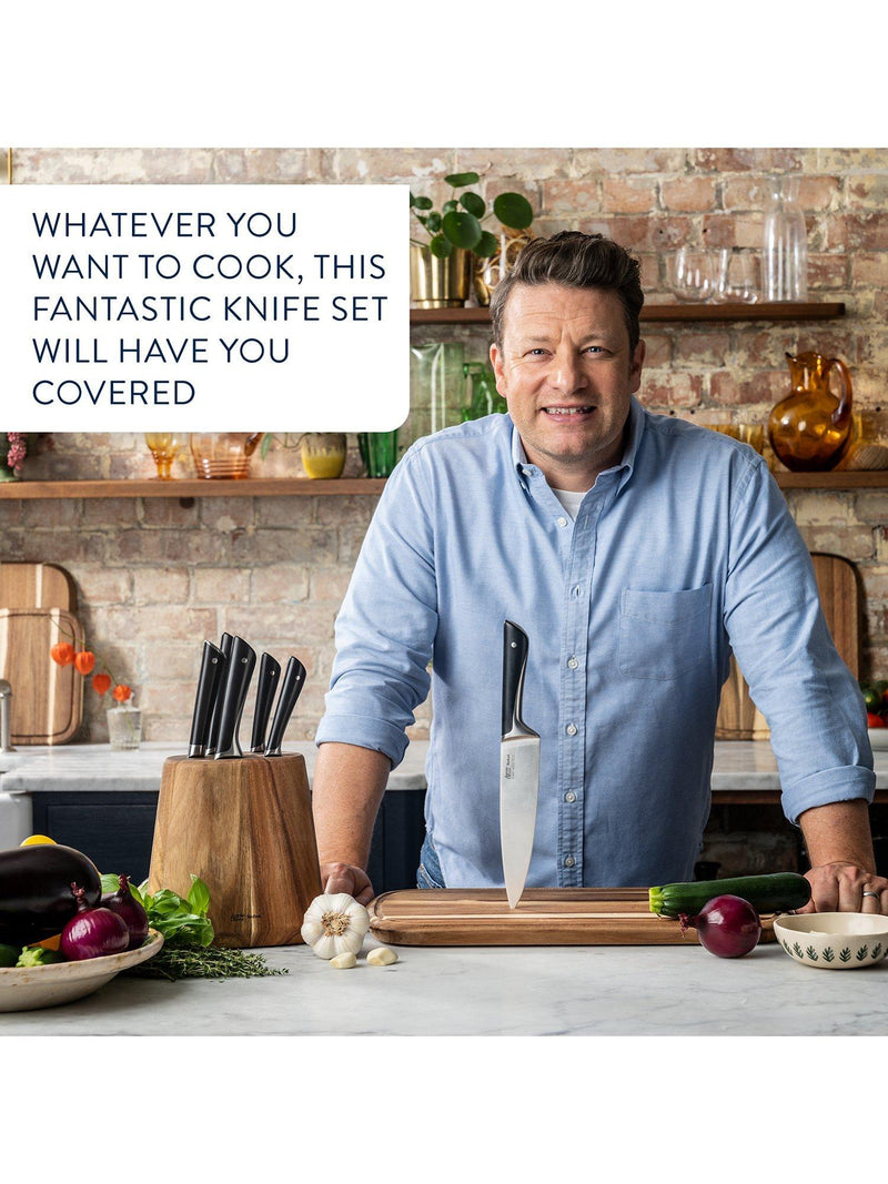 Tefal German stainless steel knife set with chef's, utility, and paring knives, 3 piece, UK version