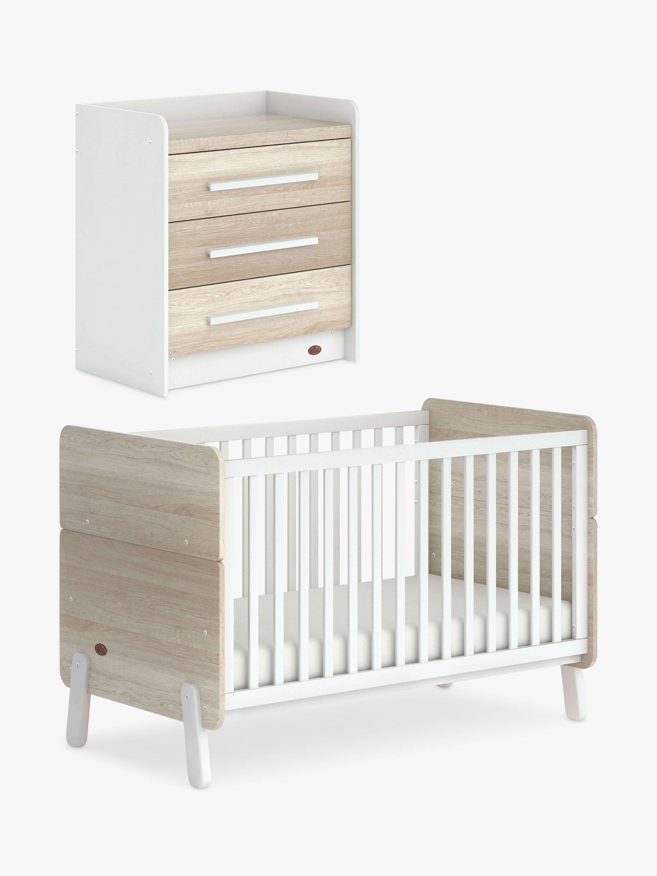 Boori Natty Cotbed and Neat chest set, White/Oak - British product