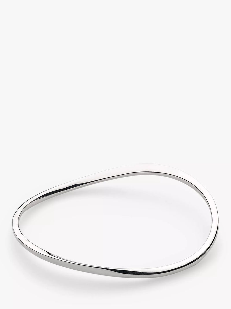 Kit Heath silver bevel curve medium slim wave bangle, UK version