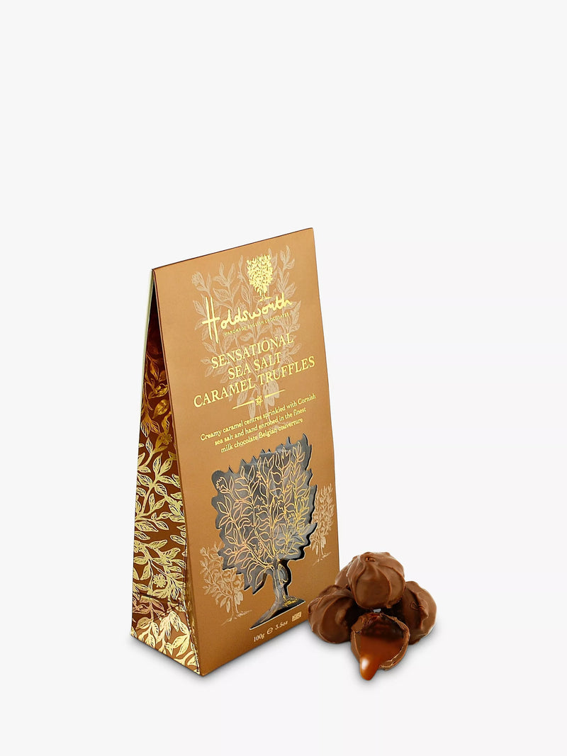 Holdsworth sea salt caramel truffles in milk chocolate 100g, UK version