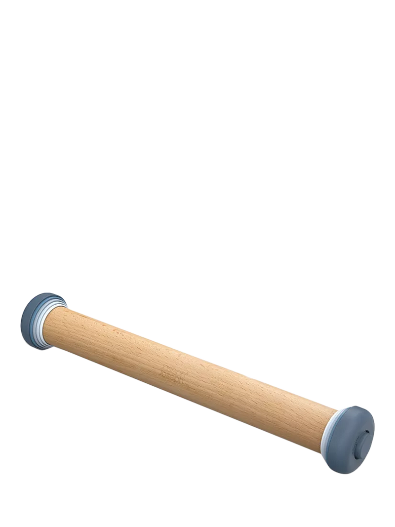 Joseph Joseph beech wood rolling pin with removable thickness rings in sky blue, UK version