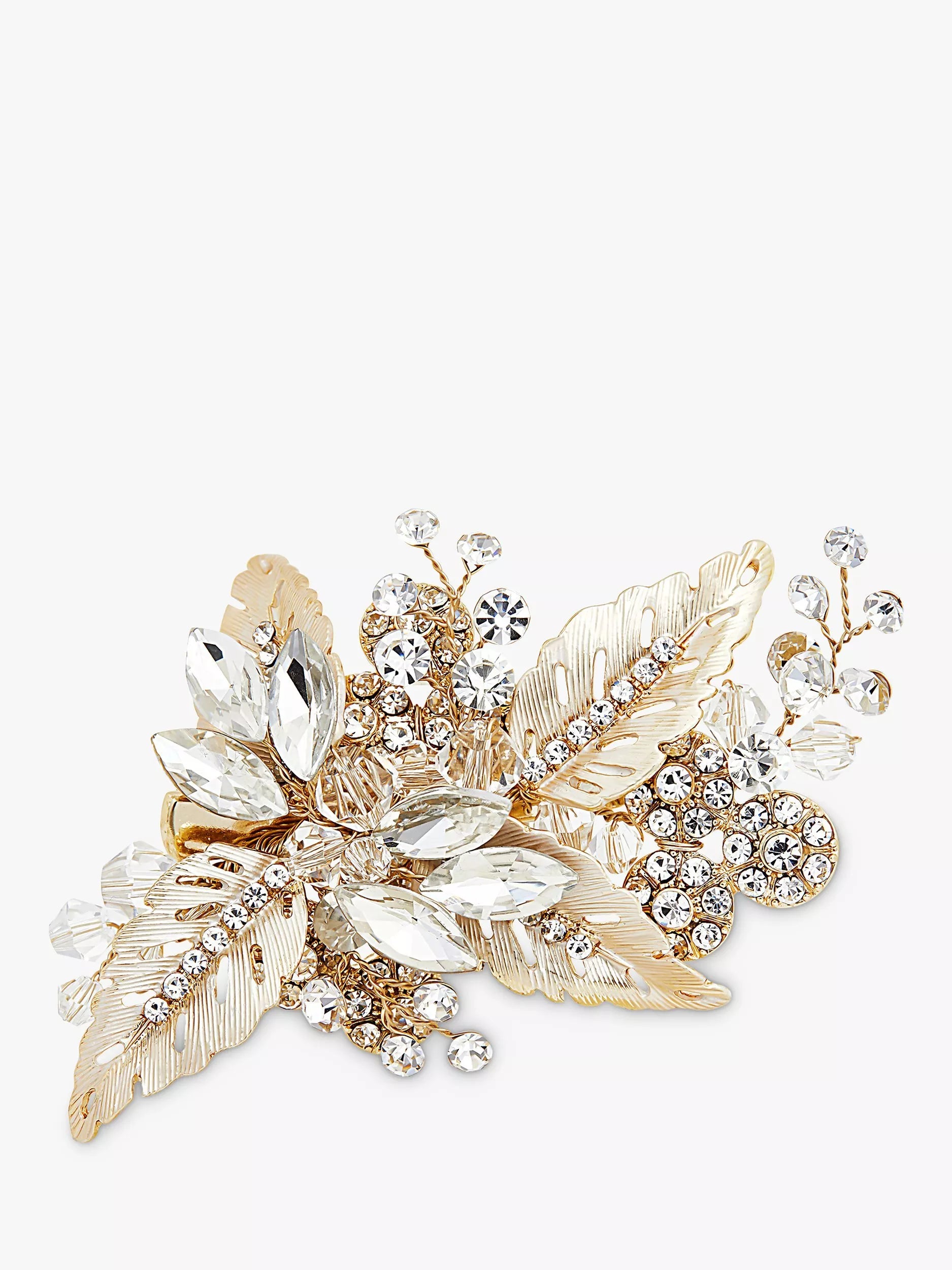 Jon Richard gold-plated crystal leaf hair slide, UK version
