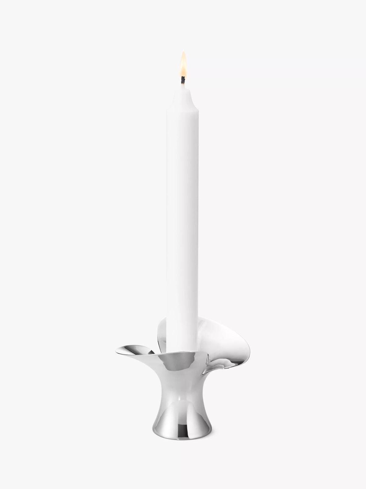 Georg Jensen silver small candlestick with organic leaf design, UK version