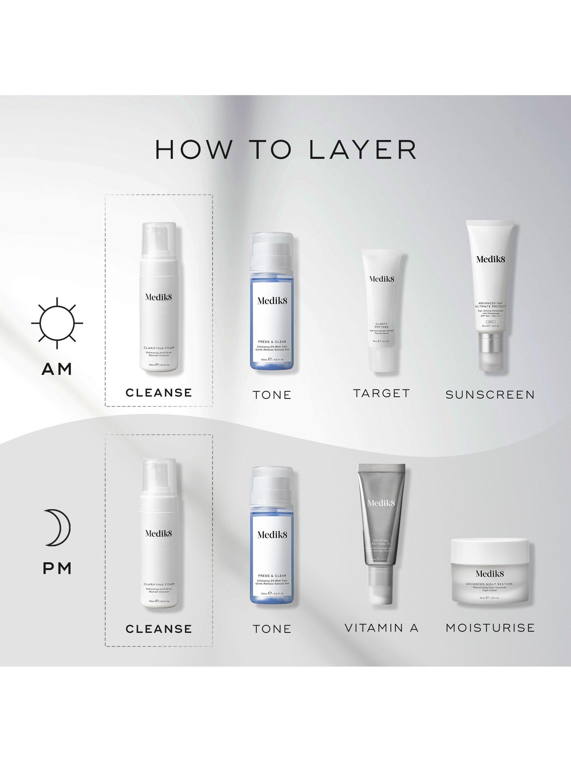 Medik8 clarifying foam AHA/BHA blemish cleanser 150ml, imported from the UK