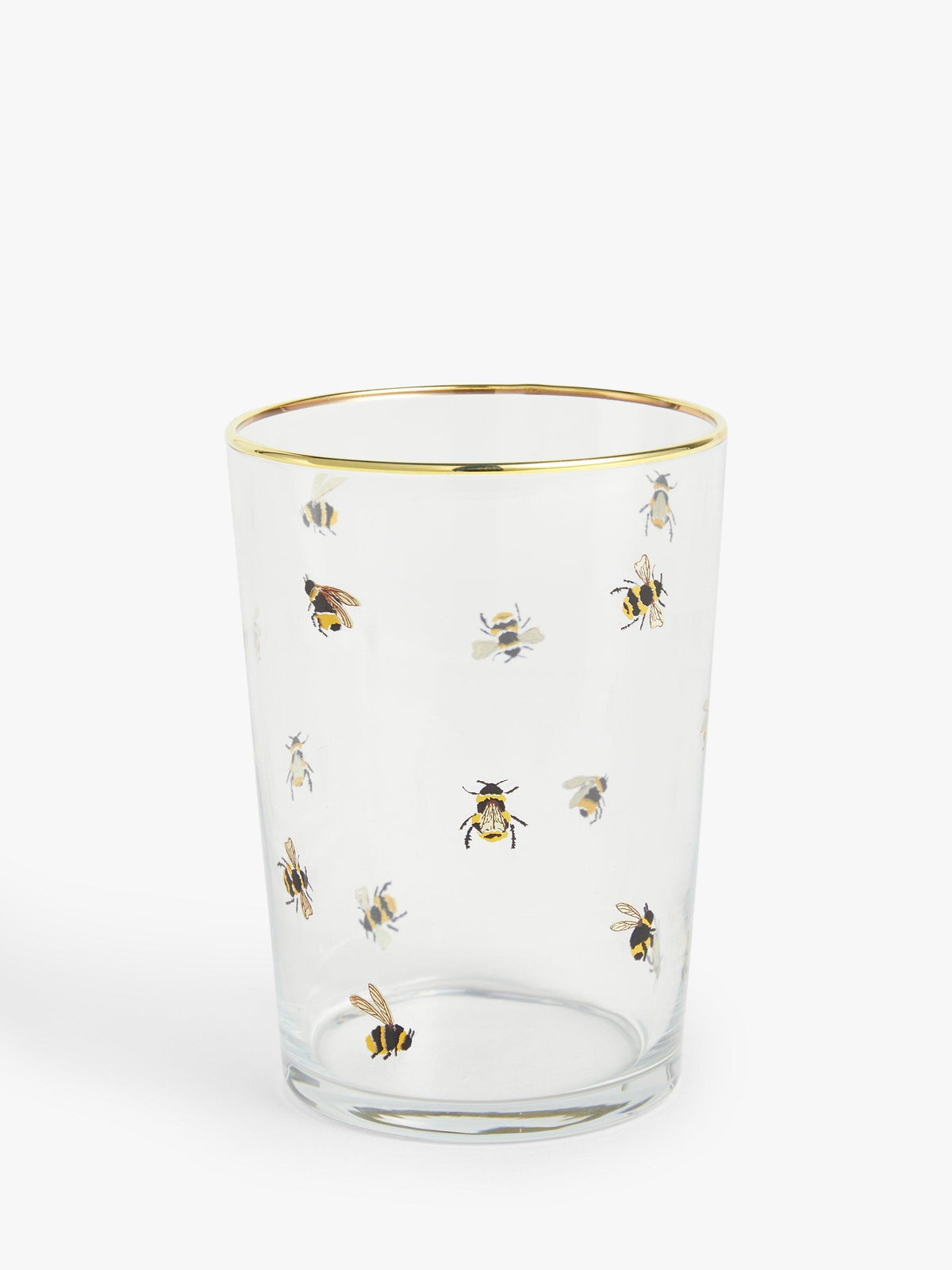 510ml Bee Motif Glass Tumbler with Metallic Rim