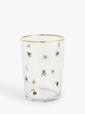 510ml Bee Motif Glass Tumbler with Metallic Rim