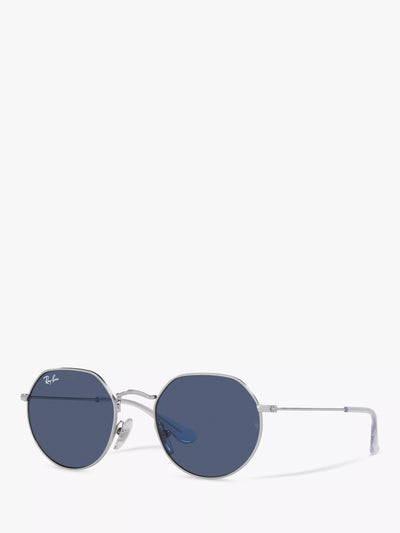 Ray-Ban Junior RJ9565S Unisex Jack Sonnenbrille, Silber/Blau, Kinder Sonnenbrille