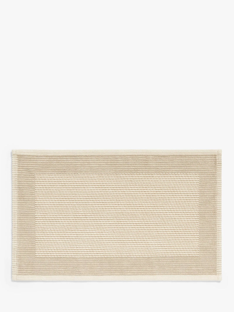 John Lewis Linen Blend Border Bath Mat in Natural, UK version