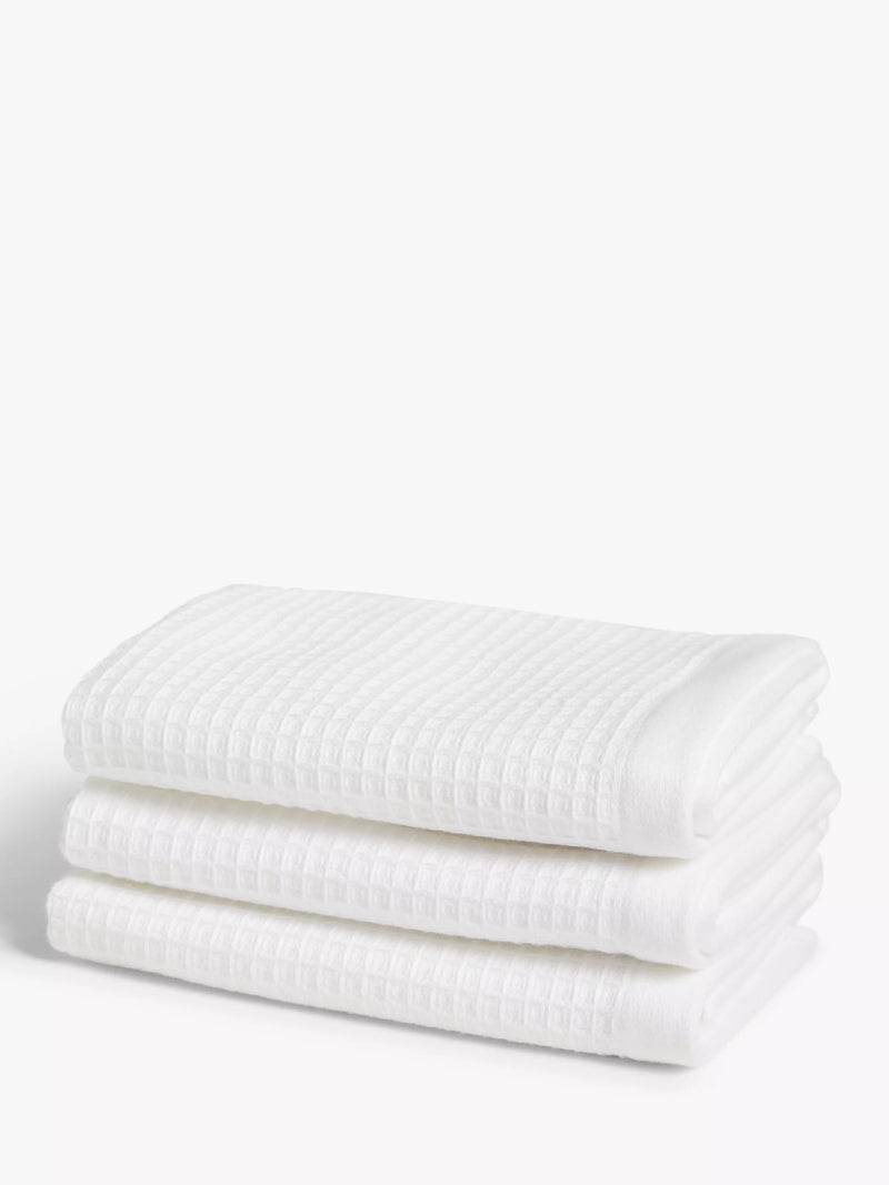 John Lewis white waffle face cloths pack of three, UK version
