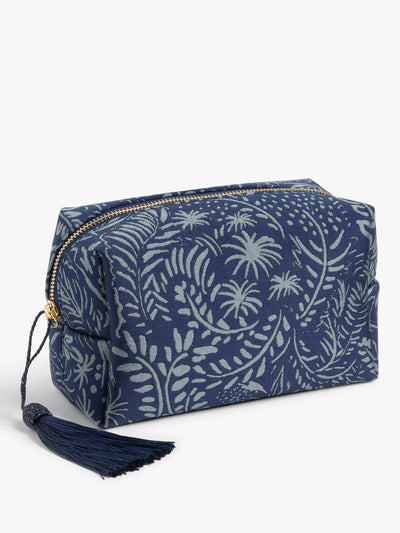 Leaf Print Makeup Bag with Tassel Zip Pull