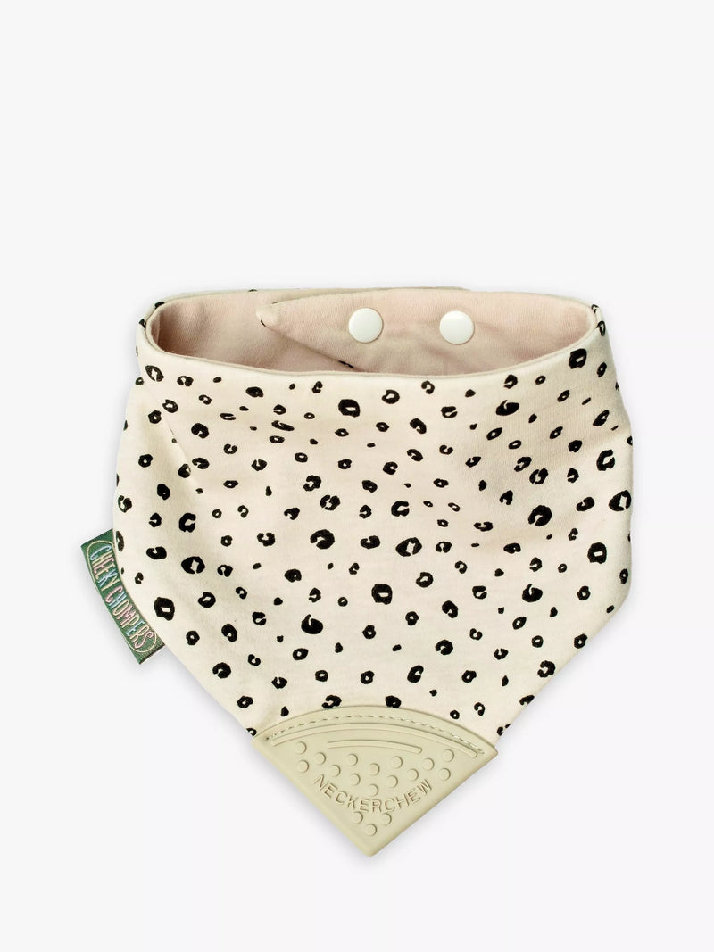 Cheeky Chompers teething dribble bib in leopard spot - British product