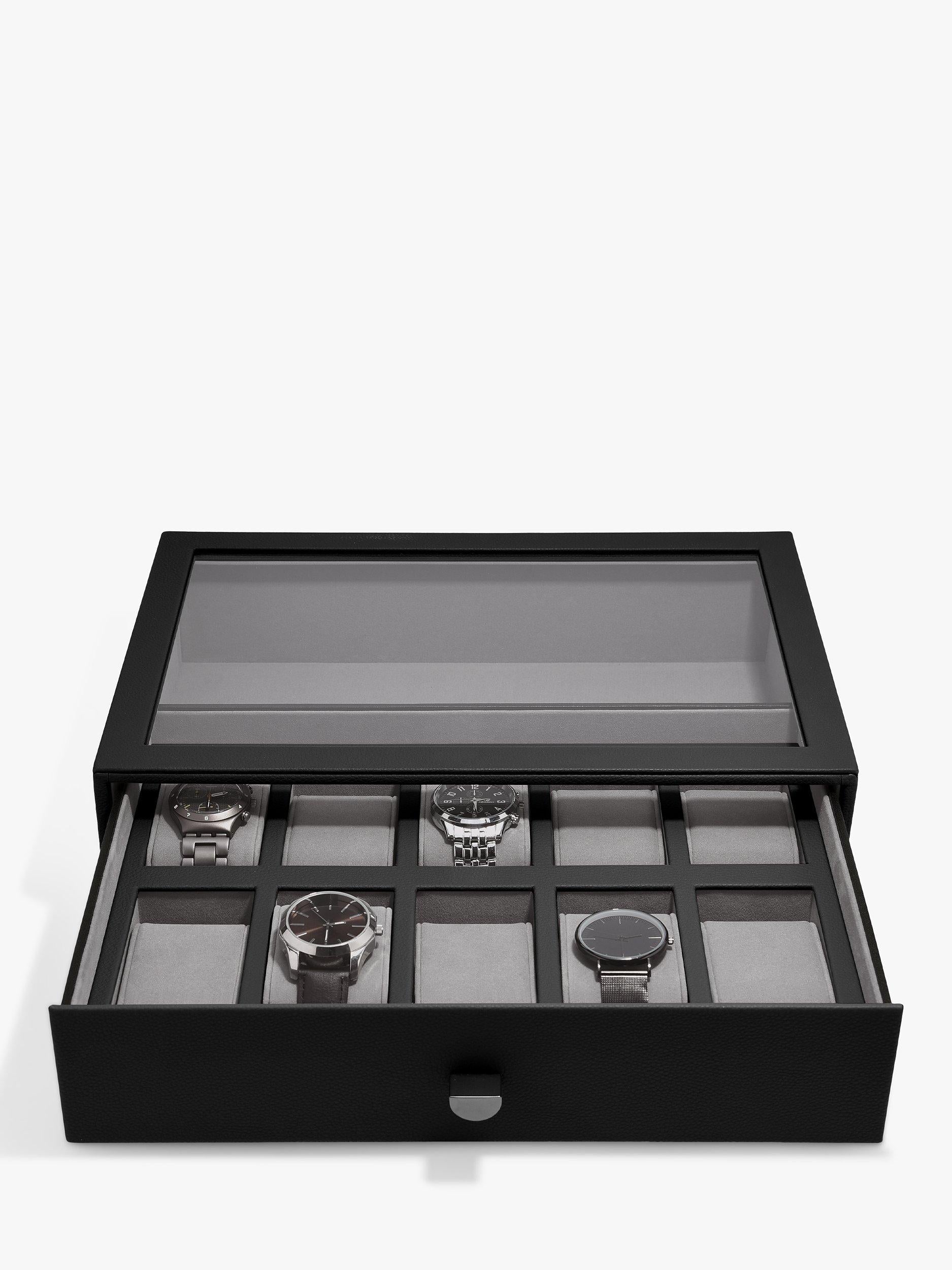 Stackers black 10 piece watch storage drawer (British brand)