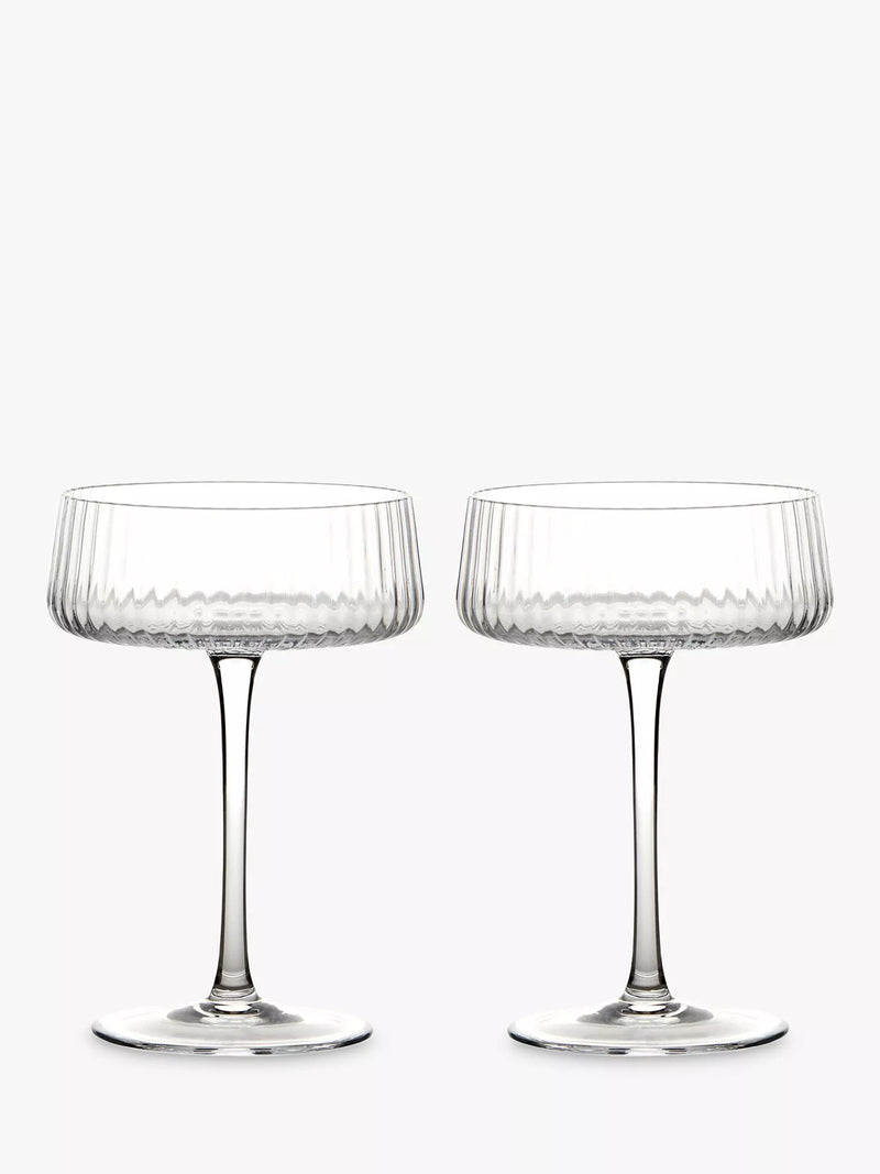 Anton Studio Designs Empire Glass Champagne Saucer, Set of 2, 250ml - McGrocer