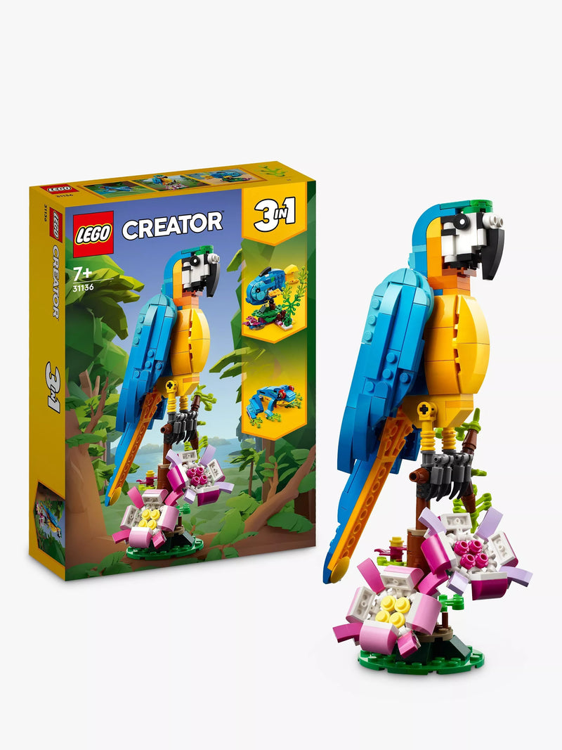 LEGO Creator 3-in-1 Exotic Parrot building set with 253 pieces, UK version