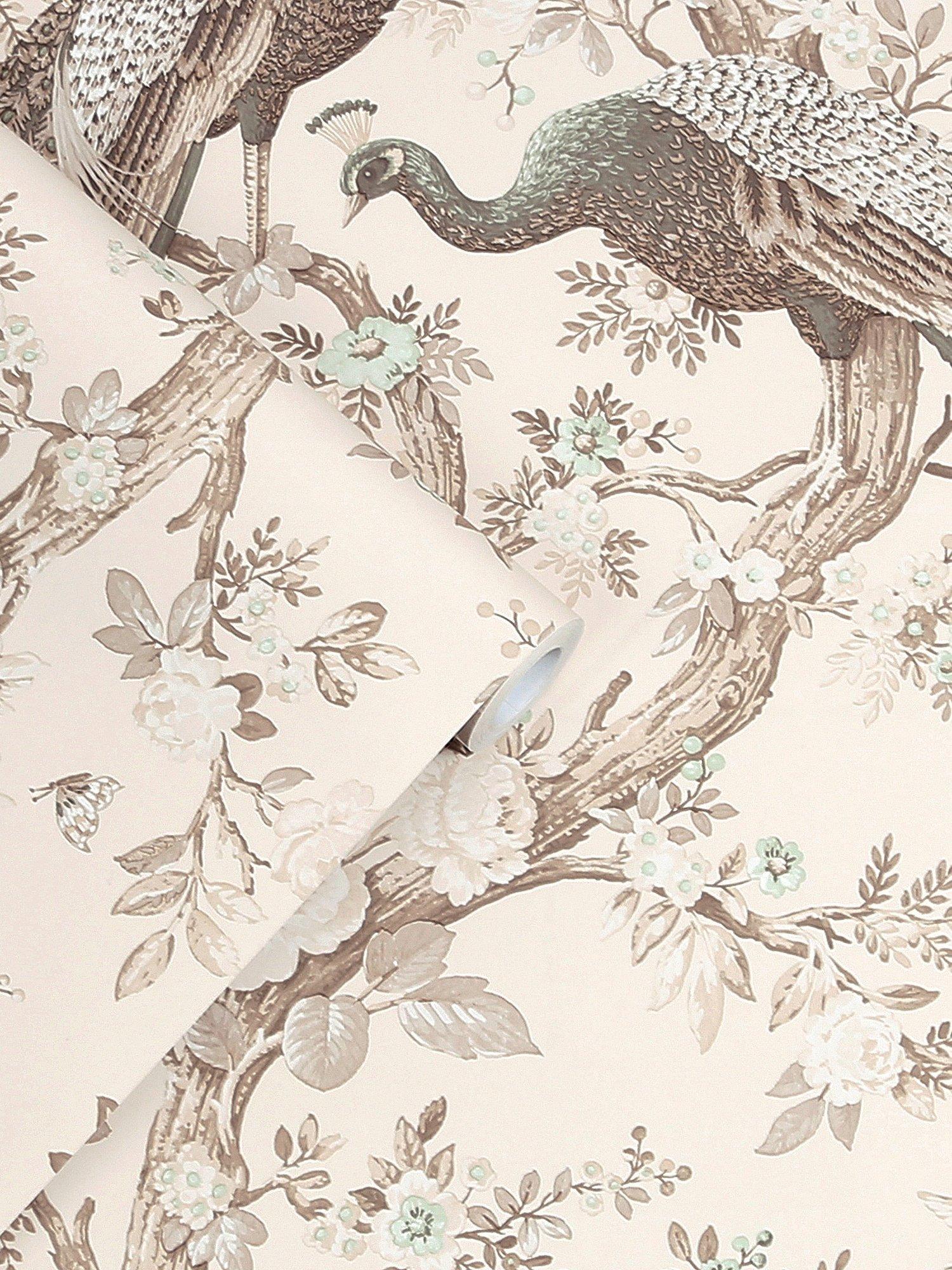 Laura Ashley Belvedere wallpaper with peacock design, UK version