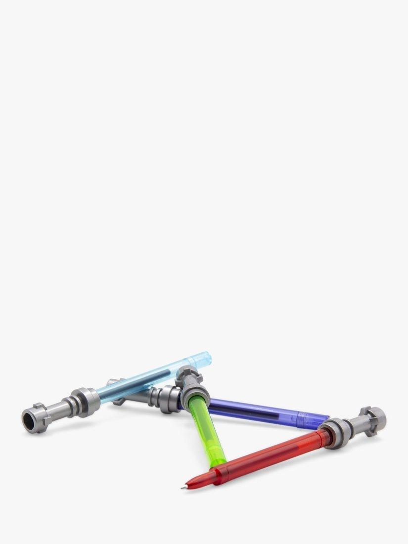 Set of 4 LEGO gel pens with red, blue, green, and purple ink, UK version