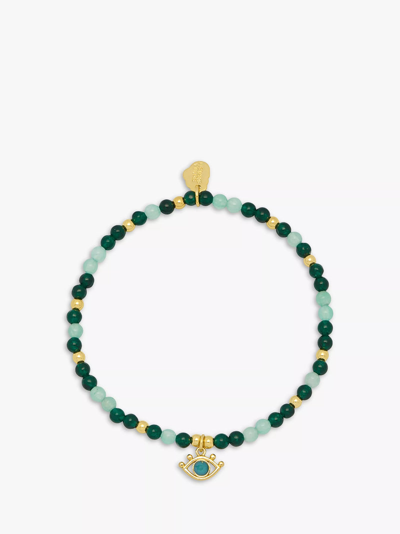 Estella Bartlett beaded eye charm bracelet with gold and jade - British product