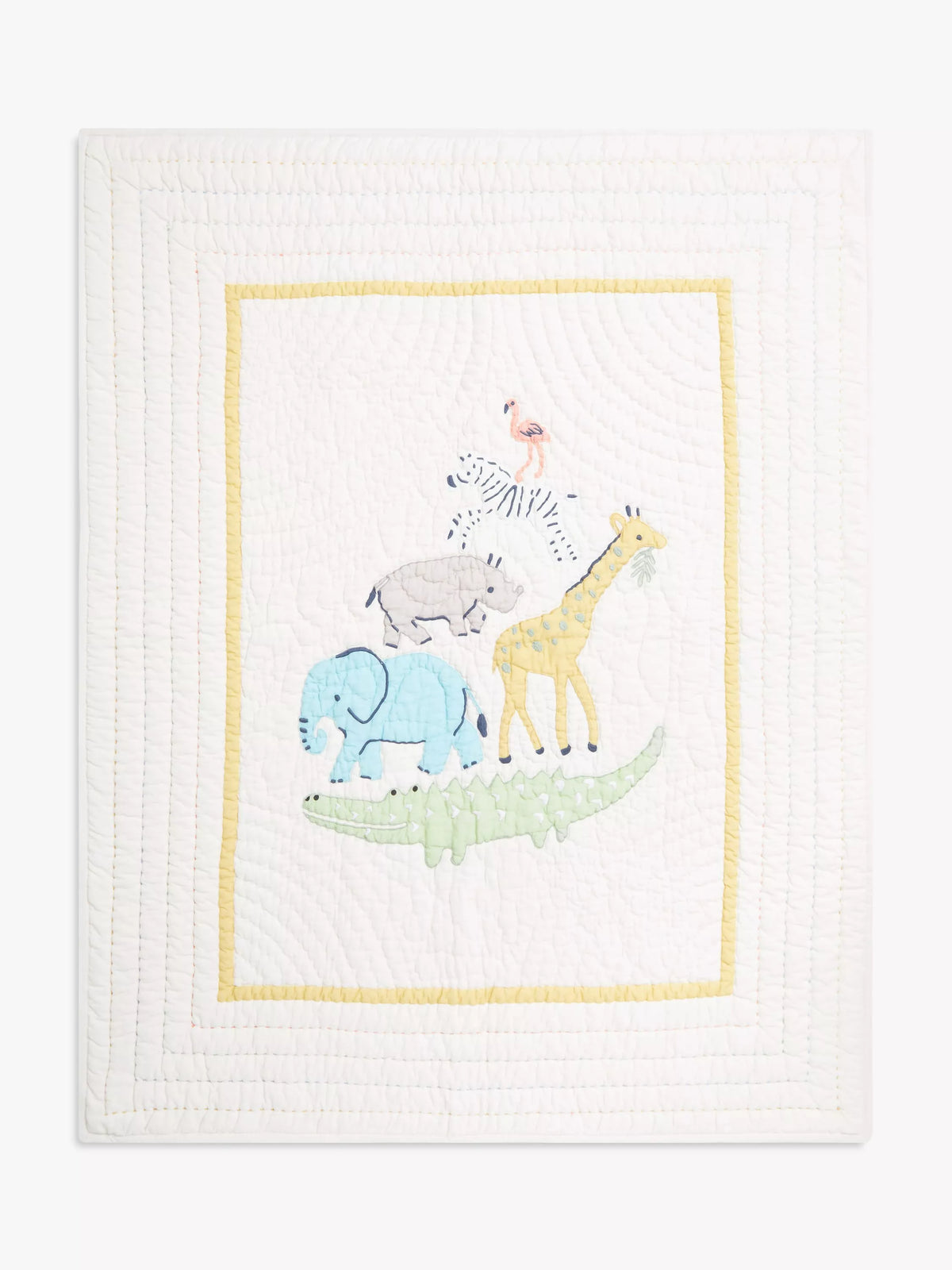 John Lewis Safari Quilted Cotbed Bedspread, 2.2 Tog, White/Multi