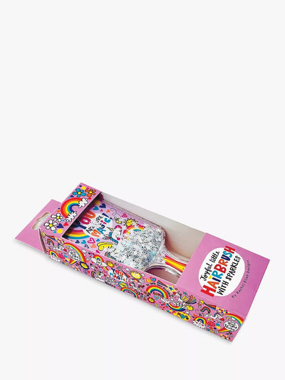 Magical Unicorn Pink Hairbrush with Rubber Cushion and Holographic Stars