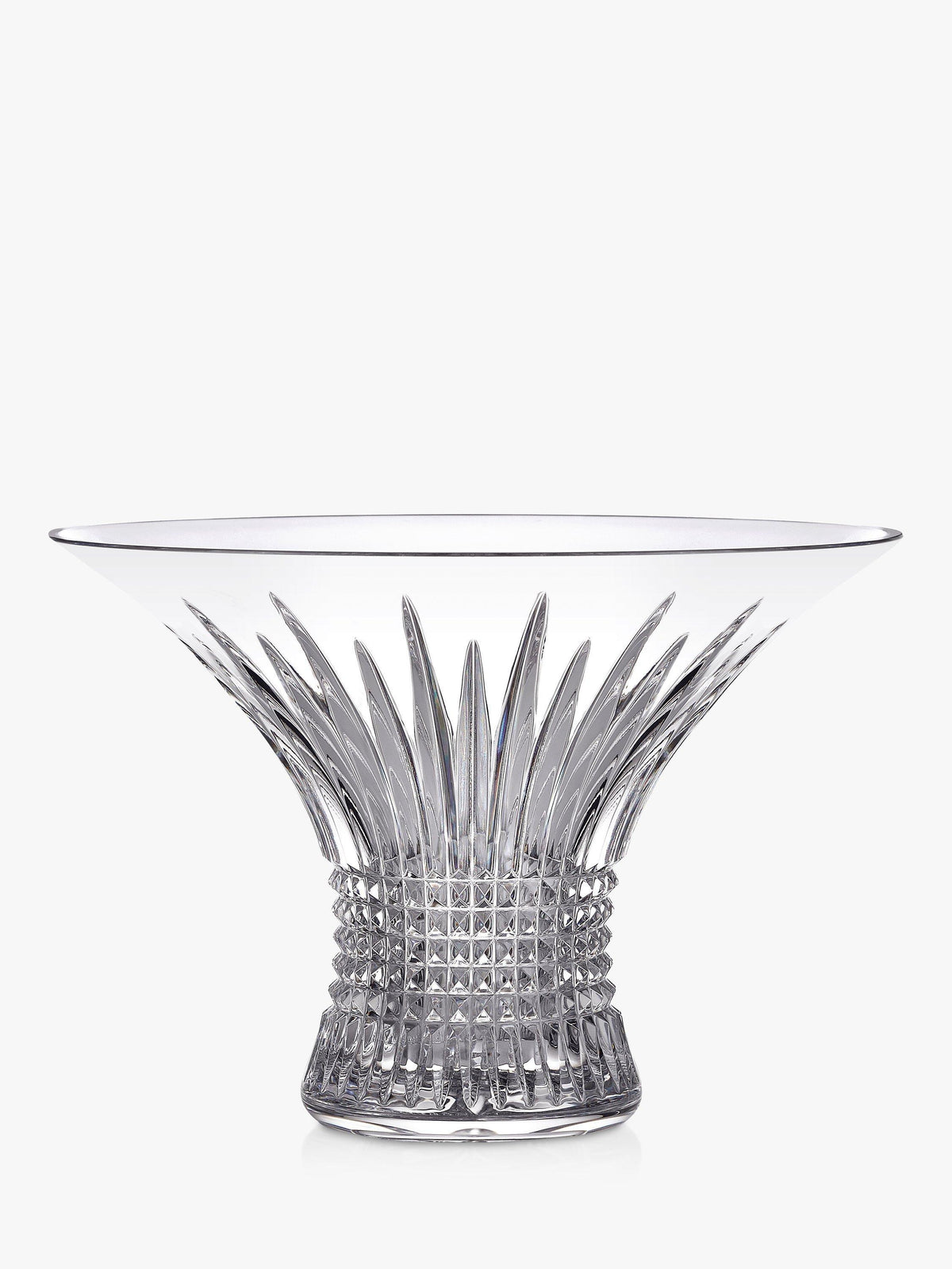 Decorative Cut Crystal Bowl with Diamond Pattern 28cm Clear