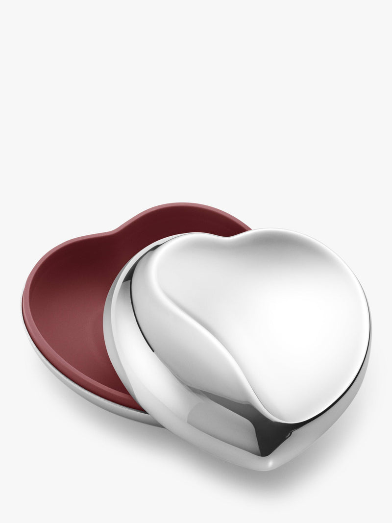 Georg Jensen Heart Trinket Dish Silver Red 10x7x5cm, imported from the UK