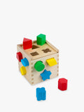 Melissa & Doug wooden shape sorting cube with 12 chunky shapes, imported from the UK