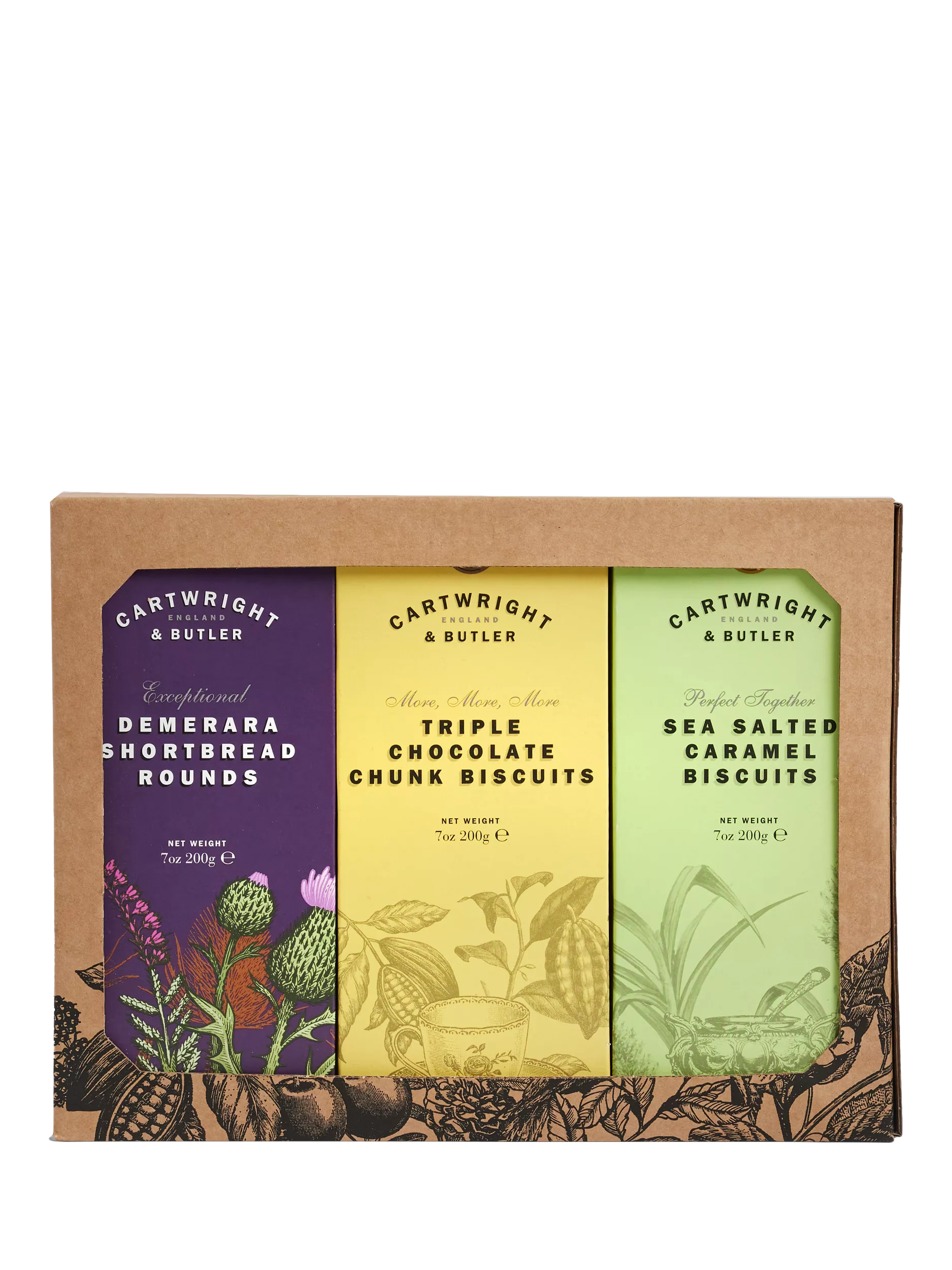 Cartwright & Butler assorted biscuit trio with three varieties including Demerara shortbread, 600g - British product