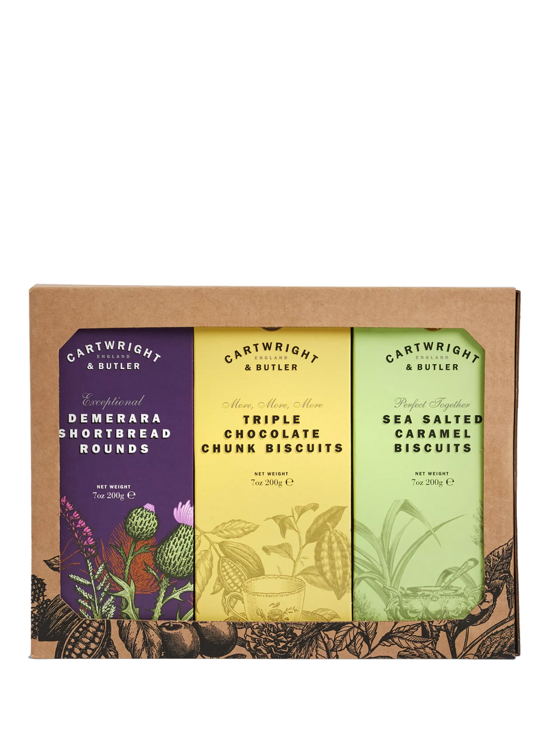 Cartwright & Butler assorted biscuit trio with three varieties including Demerara shortbread, 600g - British product