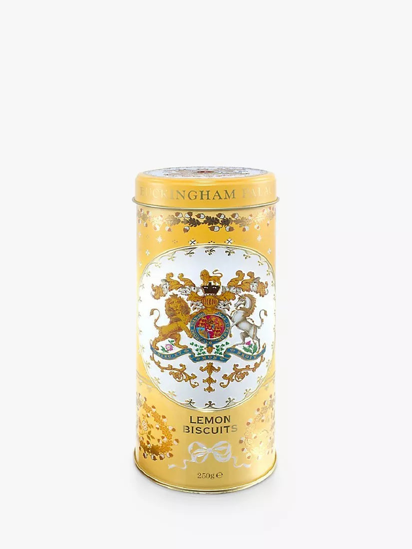 Royal Collection lemon shortbread biscuits in decorative tin, 250g, imported from the UK