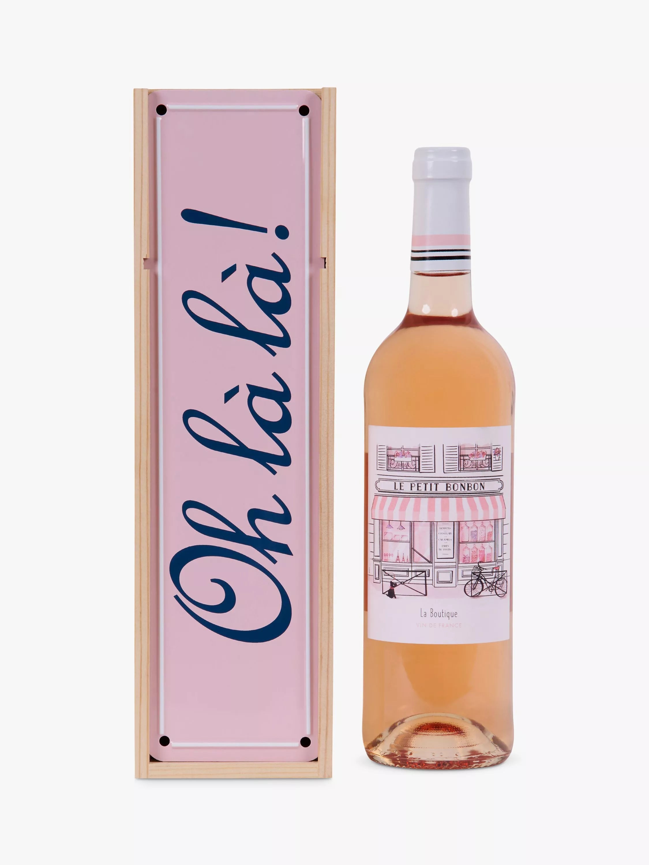 La Petit Bonbon rose wine in decorative tin lid box 75cl, imported from the UK