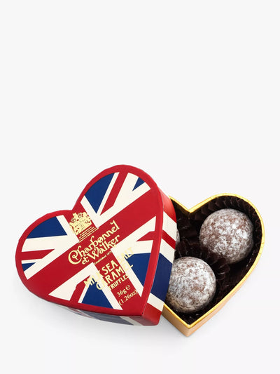 Heart-Shaped Milk Chocolate Truffle Box with Salted Caramel Filling, 36g