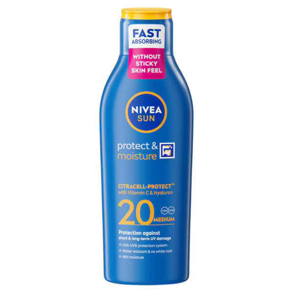 Nivea Sun Cream Lotion SPF 20 200ml, imported from the UK
