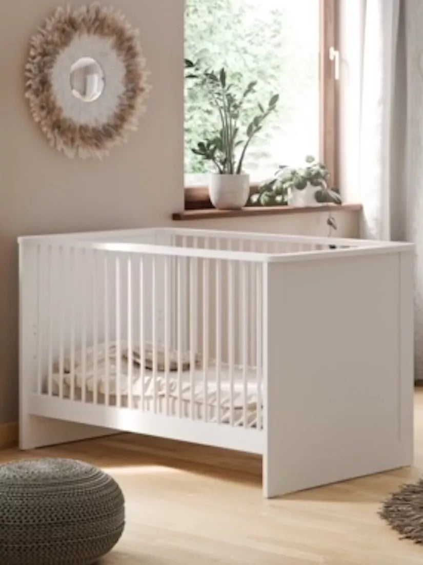 Little Acorns white cotbed with adjustable base and conversion kit, UK version