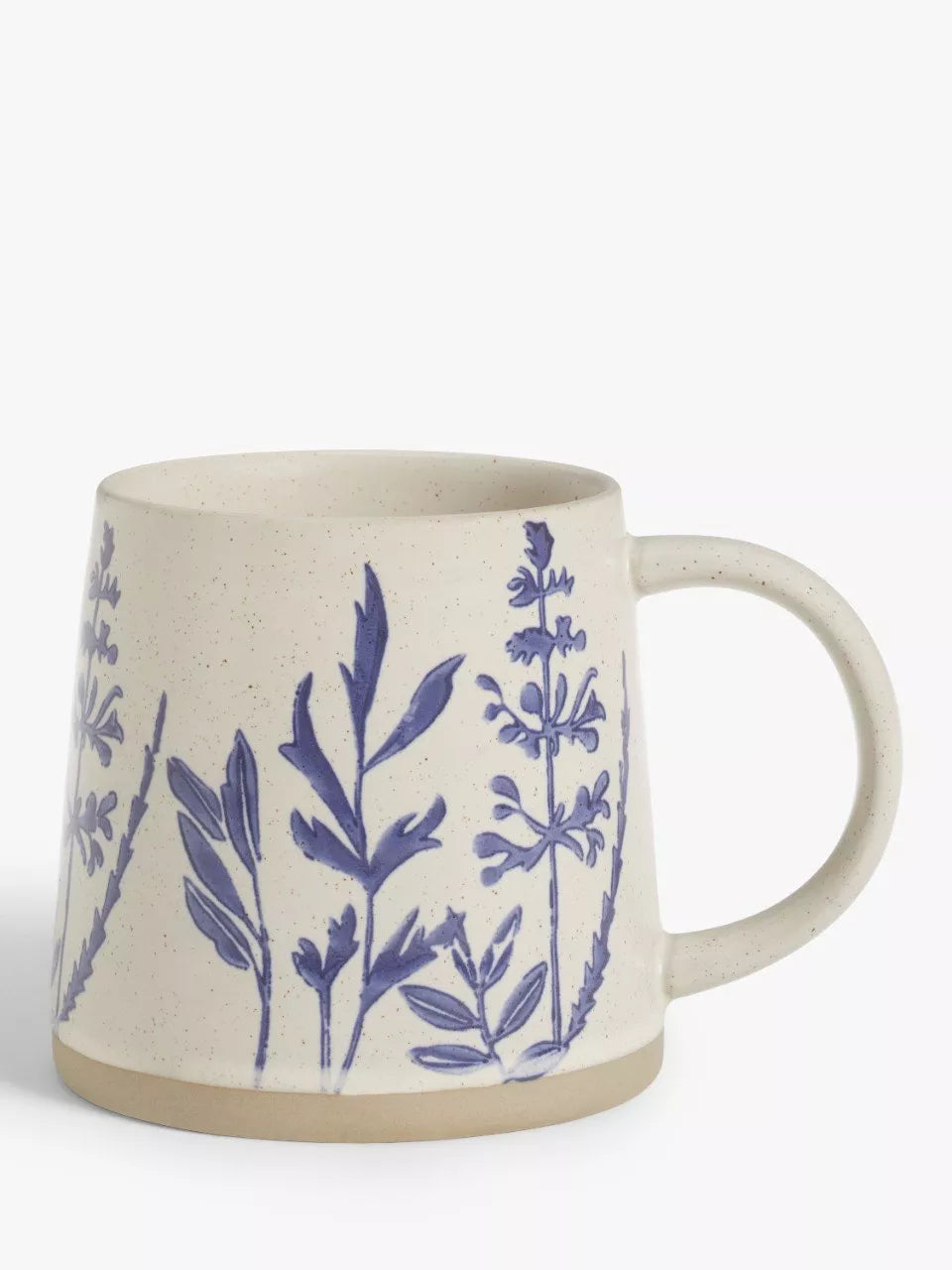 John Lewis Woodland Floral Glazed Stoneware Garden Mug in beige and blue, 450ml, UK version