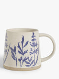 John Lewis Woodland Floral Glazed Stoneware Garden Mug in beige and blue, 450ml, UK version