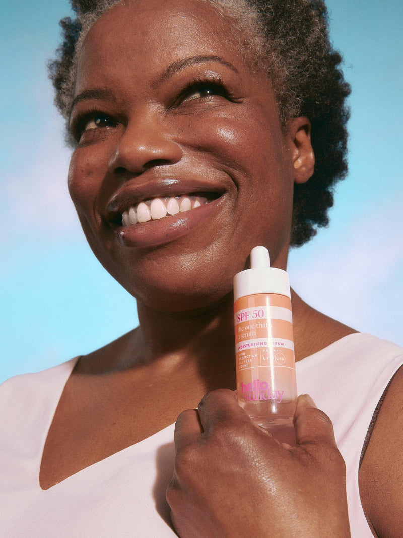 Hello Sunday moisturising serum with SPF 50, UK version