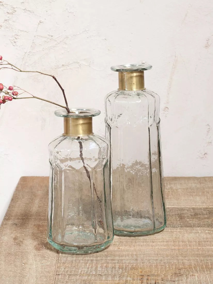 Nkuku Chara clear glass bottle vase - British product
