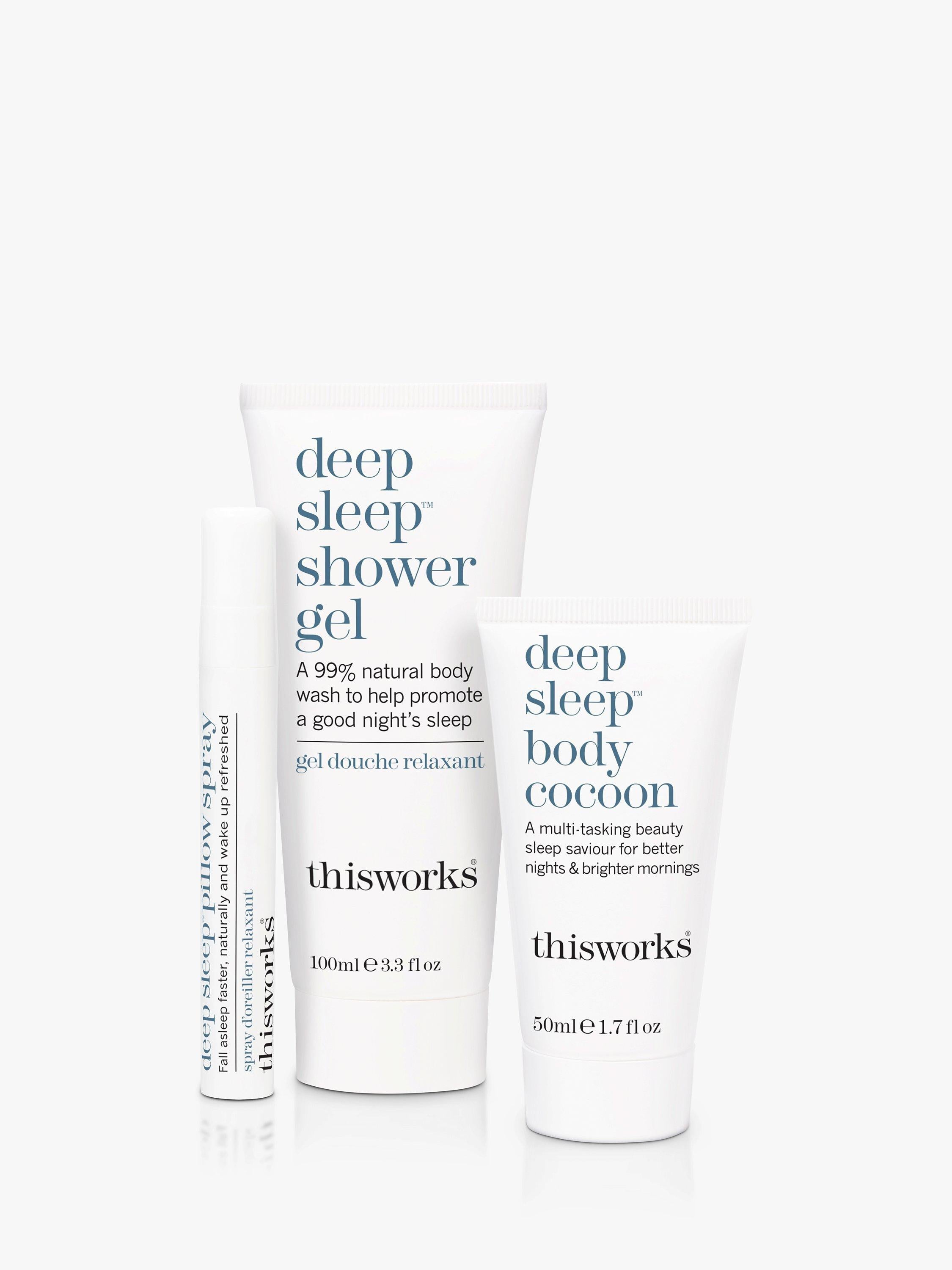 This Works sleep retreat bodycare gift set with shower gel, body cocoon, and pillow spray (British brand)