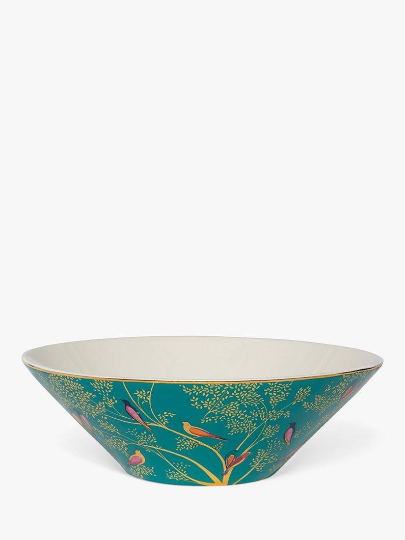 Sara Miller fine china birds salad bowl in green, 25cm (British brand)