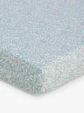 Morris & Co. Brer Rabbit Leaf Print Fitted Sheet, Blue, Cotbed (140 x 70cm) - McGrocer