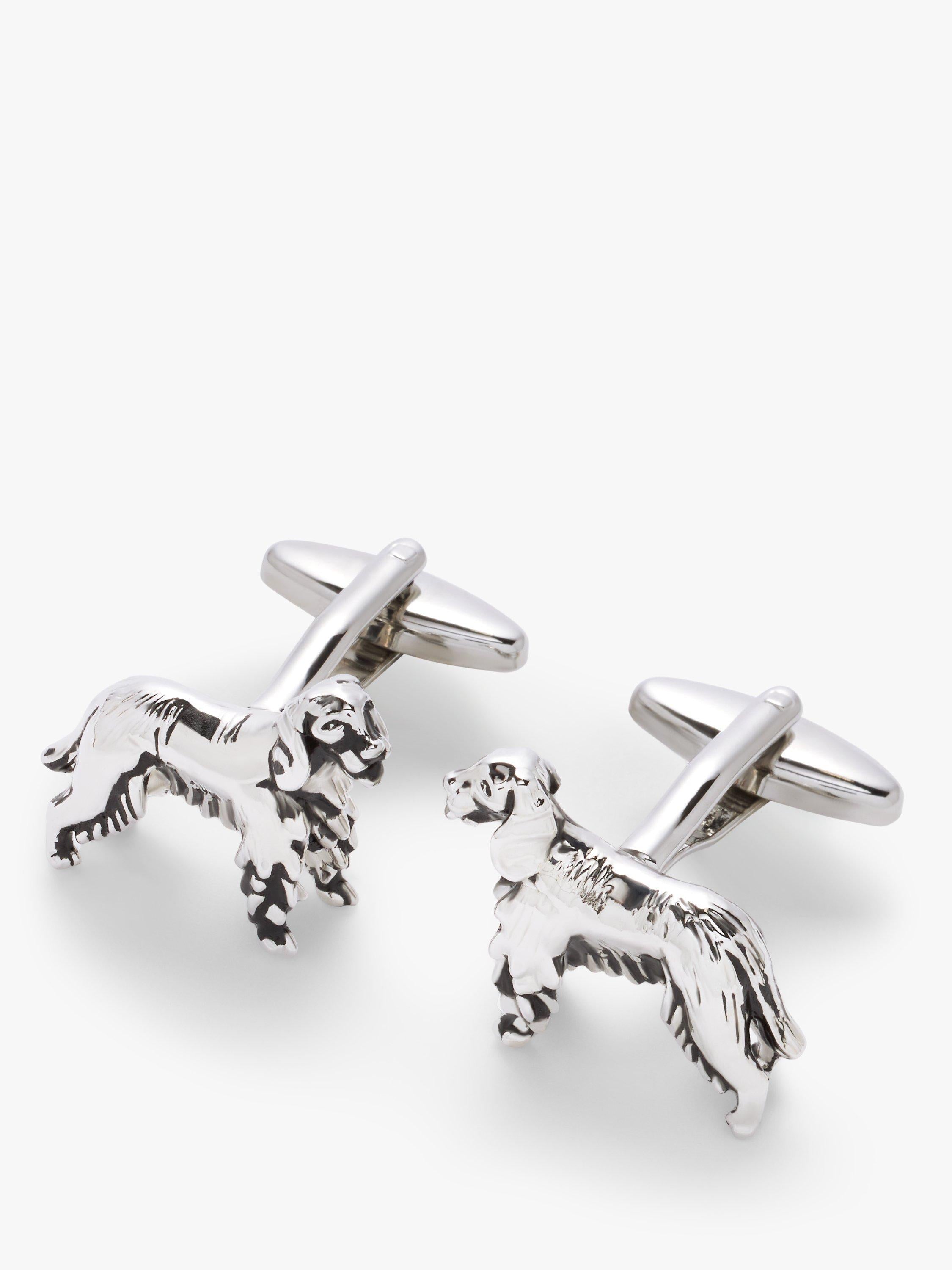 John Lewis silver spaniel dog cufflinks, UK version