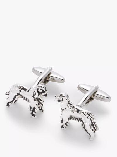 John Lewis Spaniel Dog Cufflinks Silver Men's Accessory
