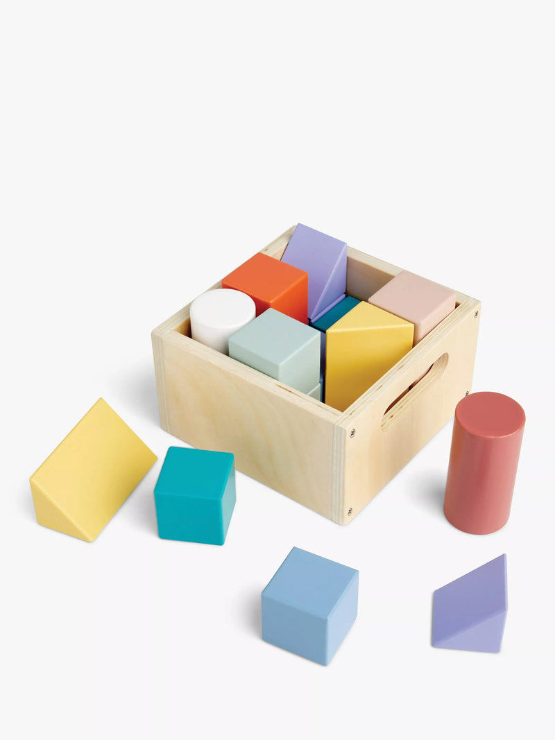 John Lewis FSC-certified wooden building blocks set with storage box, UK version