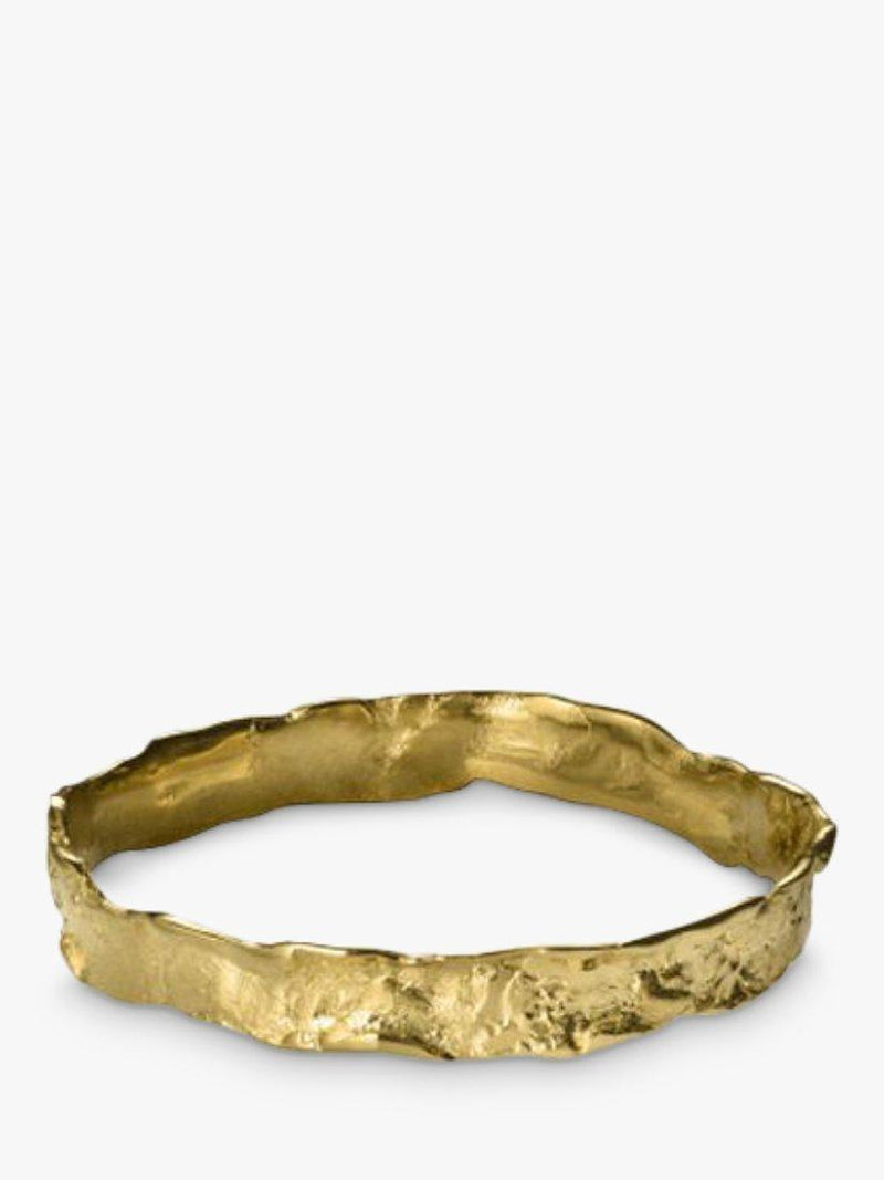 Gold-Plated Wave-Textured Bangle with Polished Interior