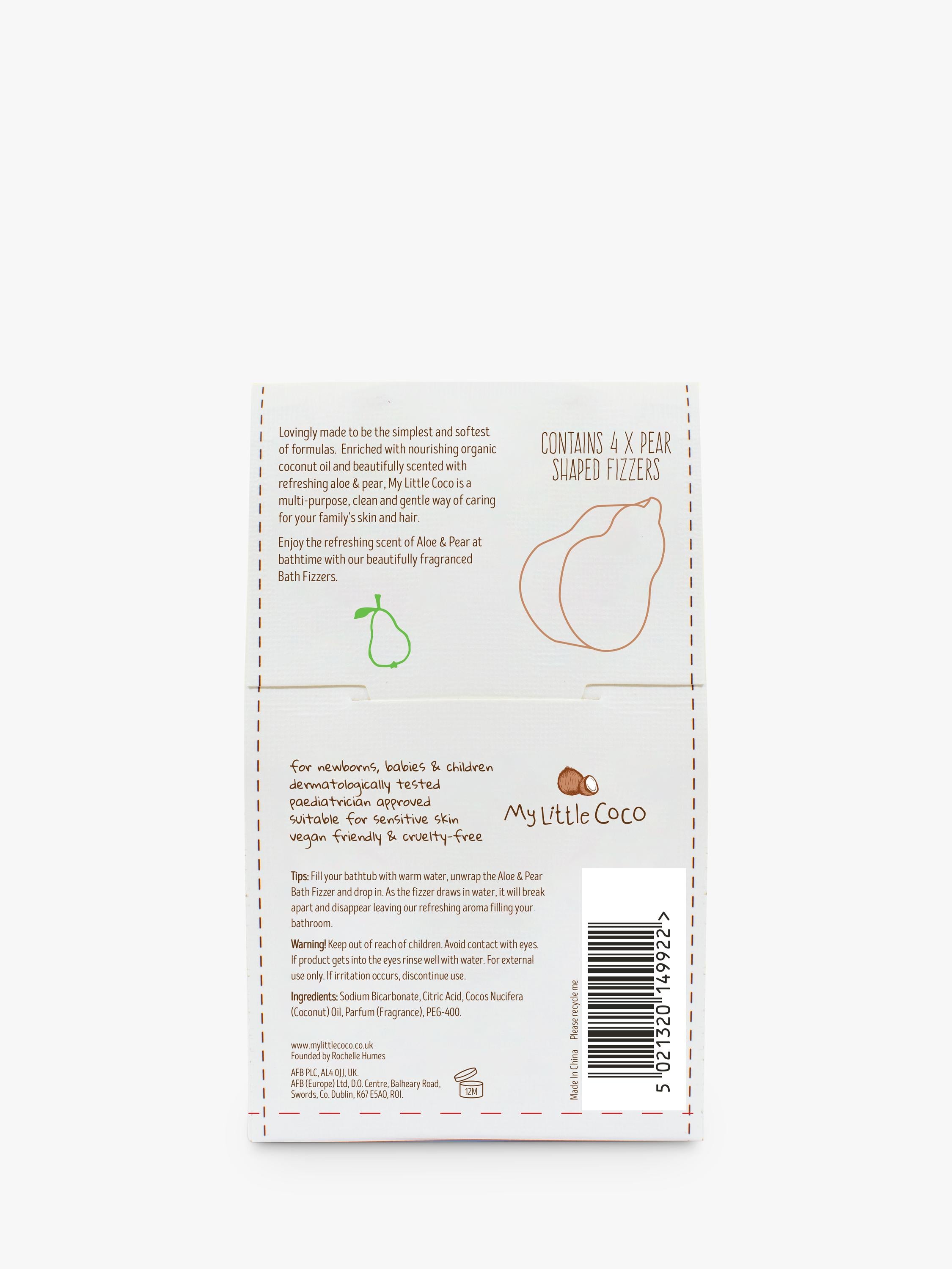 My Little Coco Baby Bath Fizz Aloe Pear 4 x 40g, imported from the UK