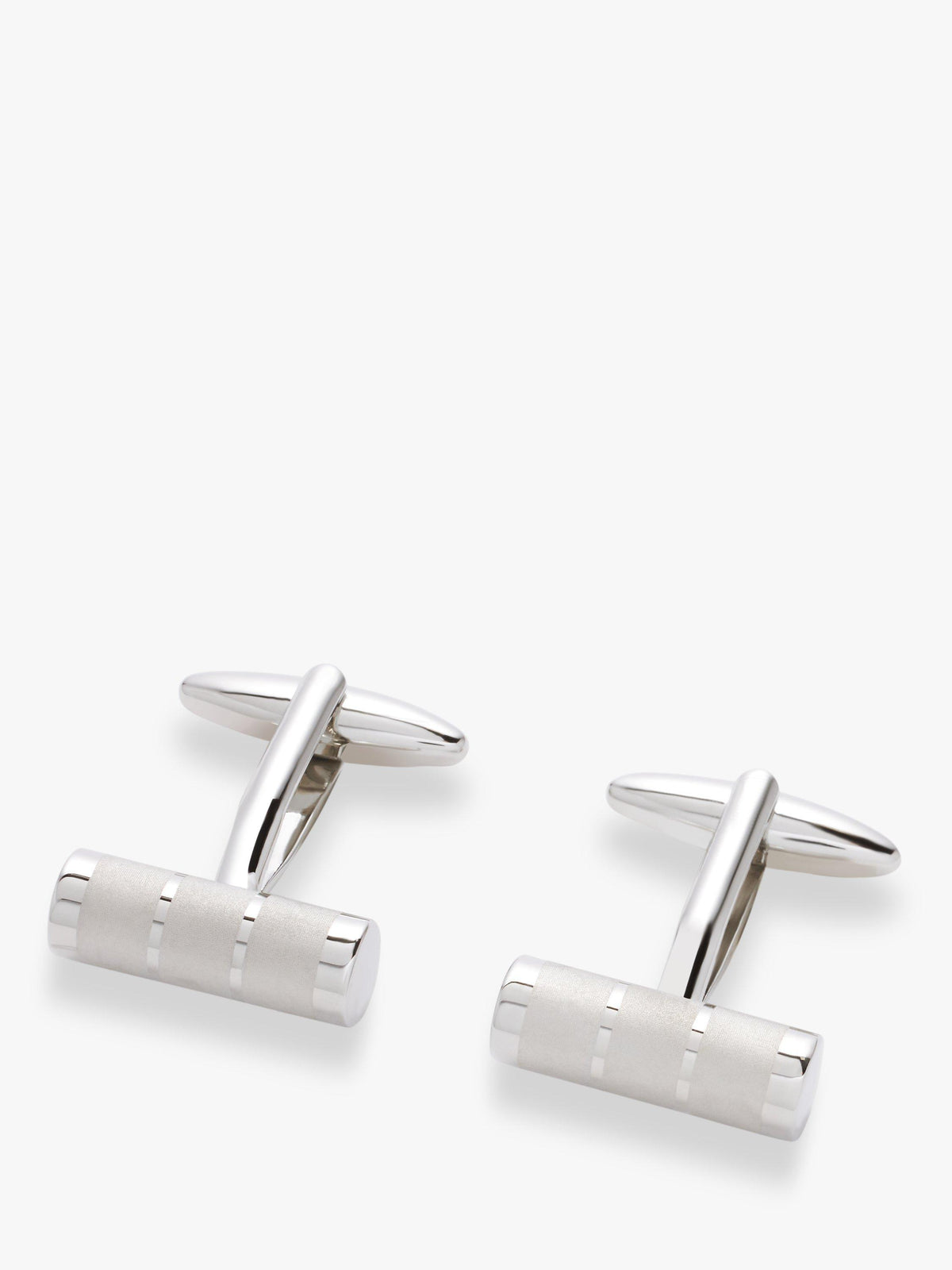 Silver Laser-Engraved Brass Cufflinks with Rhodium Plating