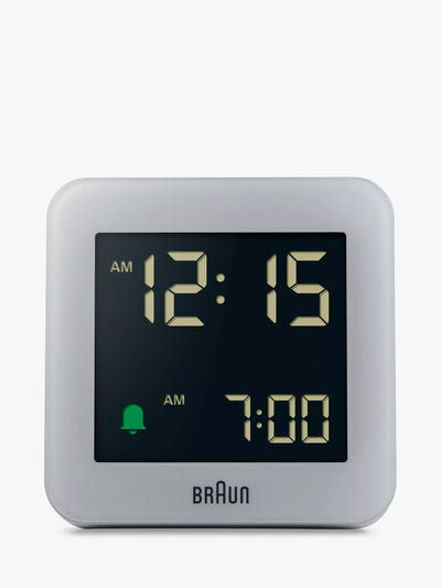 Grey Square Digital Alarm Clock with Crescendo Beep and Backlight